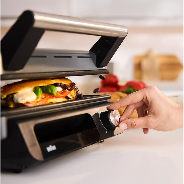 Braun MultiGrill 5 CG5033IGY, 3in1 Grillpositionen (Kontaktgrill, BBQ, Ofen), 230°, abnehmbarer Fett