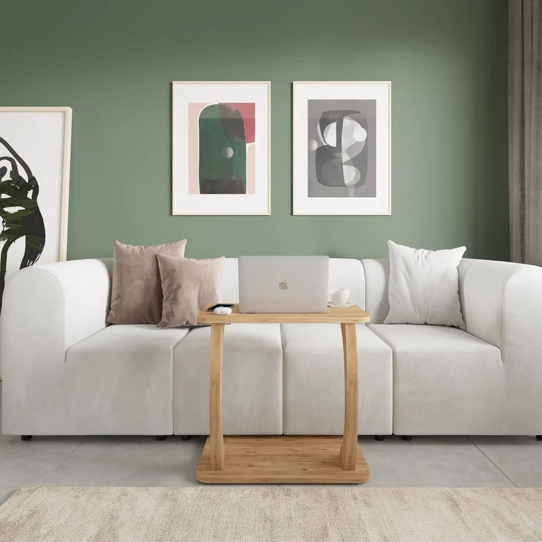 Tubibu C Form Kleiner Beistelltisch, Runder Tisch als Ablagefläche für Couch und Sofa mit Rollen, Ro
