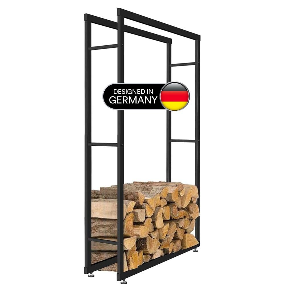 Melko robustes Kaminholzregal für Brenn- und Feuerholz, freistehender Holz-Ständer, aus Eisen, 150 x