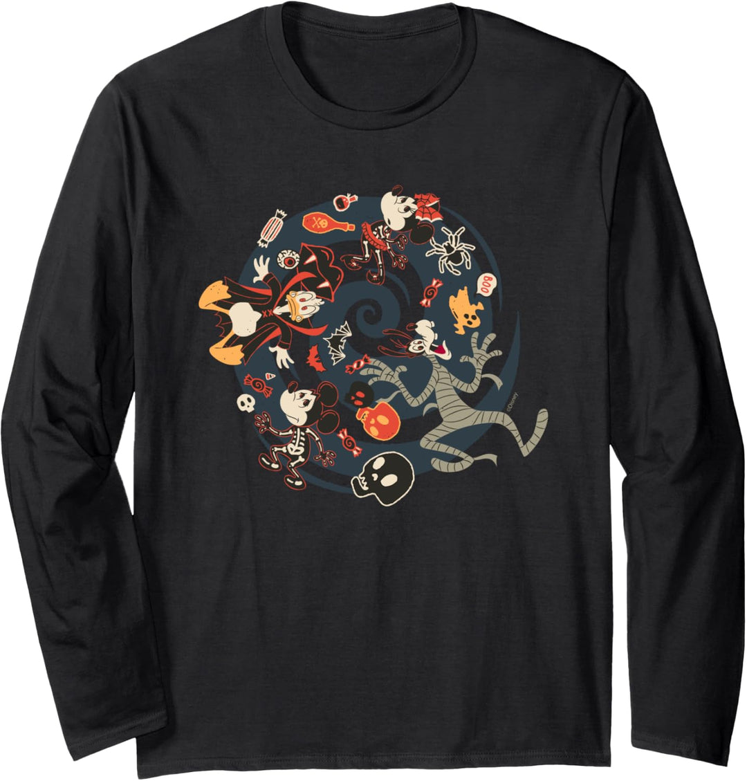 Disney Mickey Mouse & Friends Halloween Spooky Spiral Langarmshirt