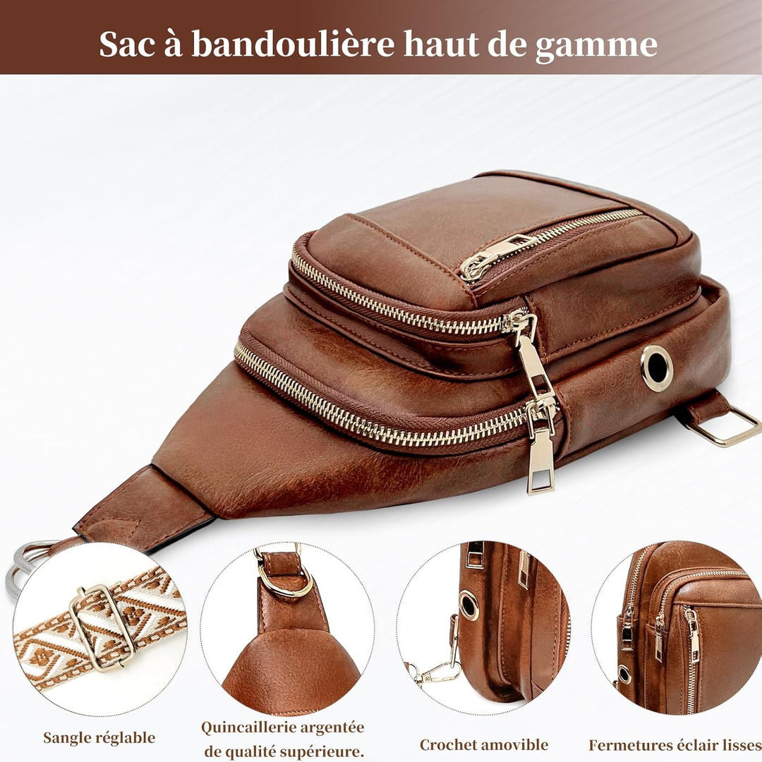 Kaiyaner Brusttasche Damen Umhängetasche Herren Crossbody Bag Handytasche zum umhängen 2 in 1 Schult