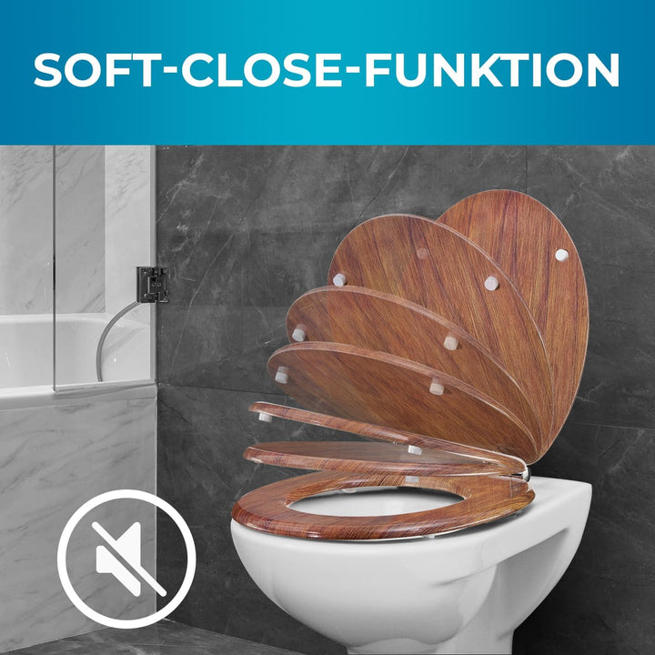 Benkstein Toilettendeckel mit Absenkautomatik Dunkles Treibholz – antibakterieller WC Sitz – Quick-R