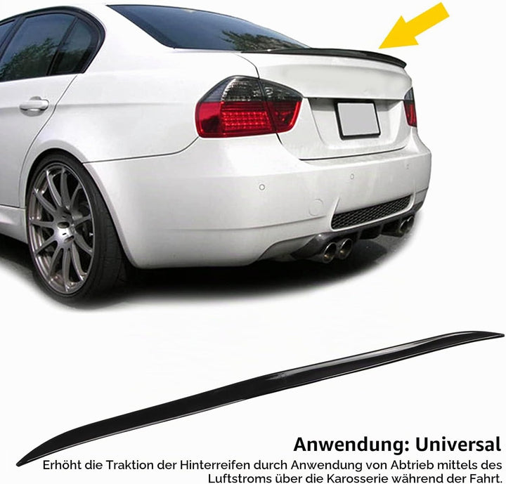 Fydun Auto Heckspoiler, Universal Glänzend Schwarz Gummi Kofferraumschutzstreifen 120 X 4 cm / 47,2