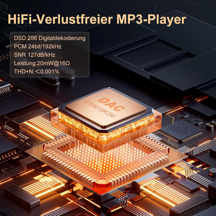 HiFi MP3-Player mit Bluetooth 5.3, verlustfreier DSD-High-Resolution-Digital-Audio-Musikplayer, trag