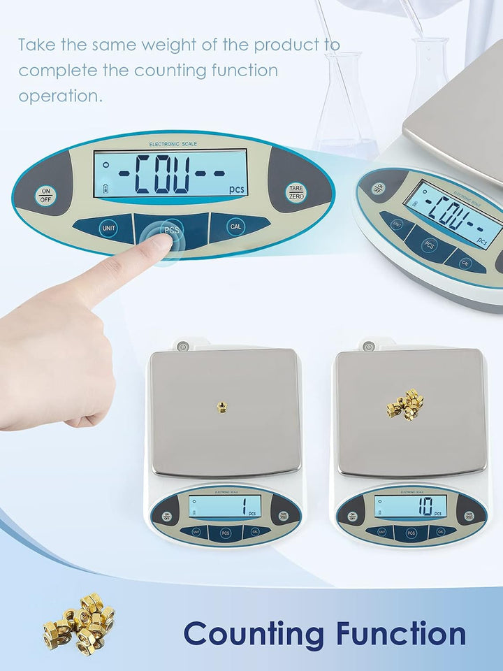 CGOLDENWALL Digitale Laborwaage 5kgx0,1g Elektronische Präzisions-Analysewaage Schmuck Küche Industr