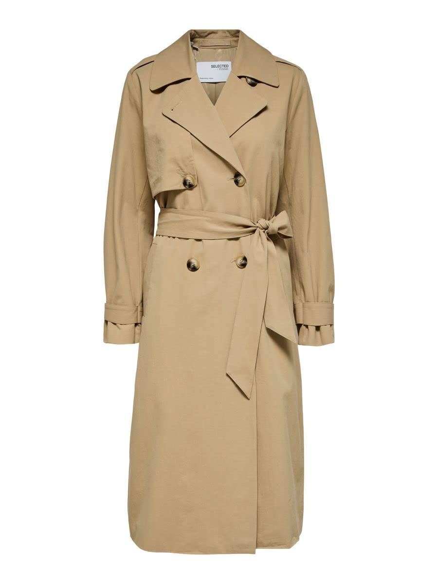SELECTED FEMME Female Trenchcoat Zweireihiger 42 Cornstalk, 42 Cornstalk