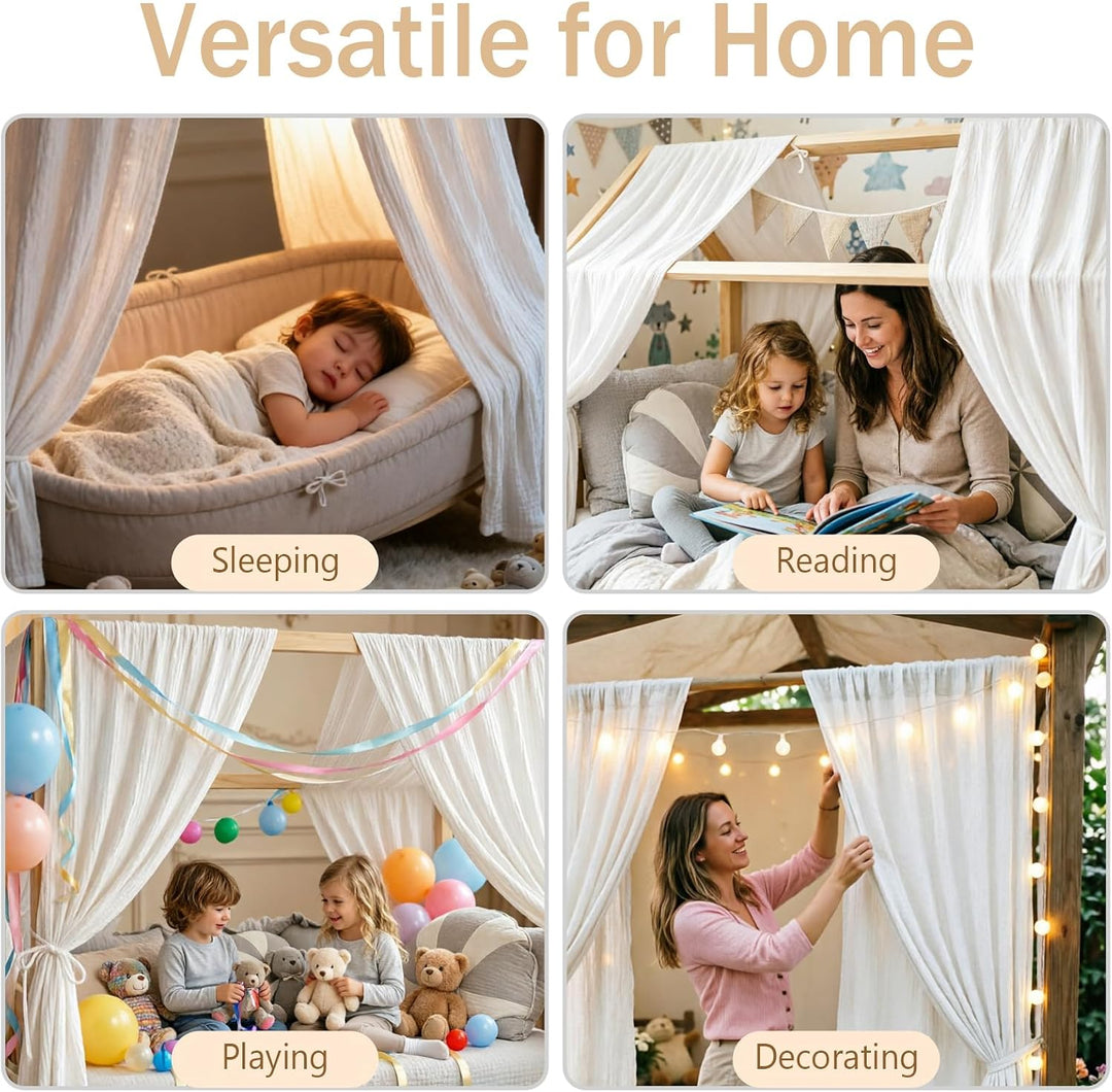 Baldachin aus 100% Baumwolle für Kinderzimmer Betthimmel für Hausbett & Kinderbett Himmelbett Vorhän