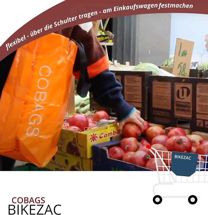 BikeZac FAHRRADTASCHE Clip-On EINKAUFS-Tasche | Fahrrad-Einkaufstasche | Gepäckträger-Tasche | Einka