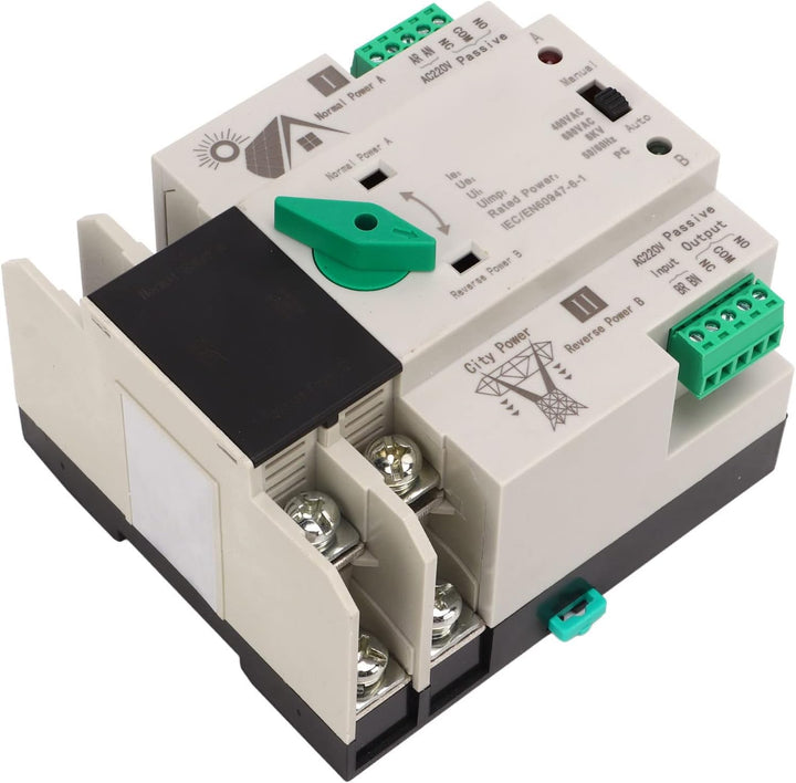 Dual Power Automatischer Transferschalter AC 230V 2P 80A ATS PC Hutschiene Notstrom Netz Umschalter