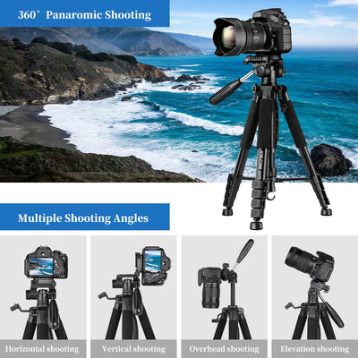 JOILCAN Kamera Stativ, 187cm Aluminium Leichte Dreibeinstativ für Canon Nikon DSLR mit Abnehmbar 3-W