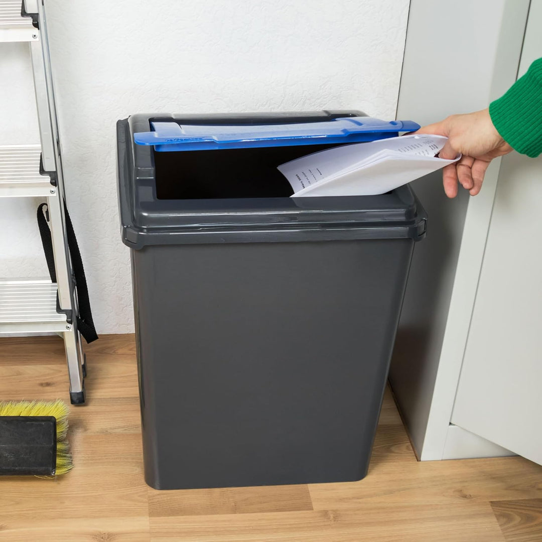 50 Liter Mülltonne Schwarz-Blau, Mülleimer Küche, Mülltrennsystem, Abfalleimer Küche, Mülleimer 50l,