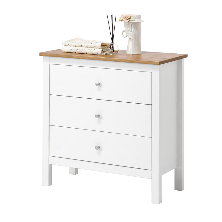 hagge home Skandinavisch Holz Kommode mit 3 Schubladen Sideboard Ladenkommode Beistellschrank für Fl