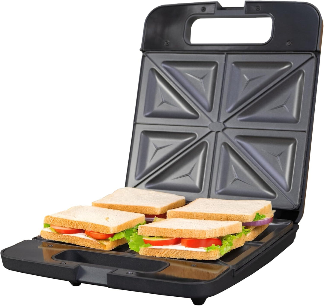 Sandwichmaker XXL für 4 grosse Sandwiches – 1400 W, Antihaftbeschichtung, Schnellaufheizung, automat