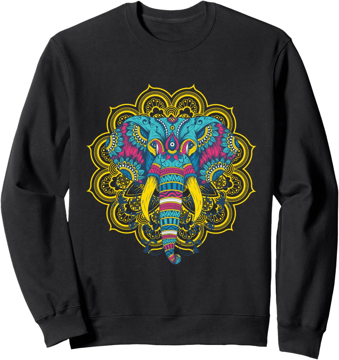 Ganesha Yoga Hindu Buddha Zauberhaftes Mandala Elefanten Sweatshirt