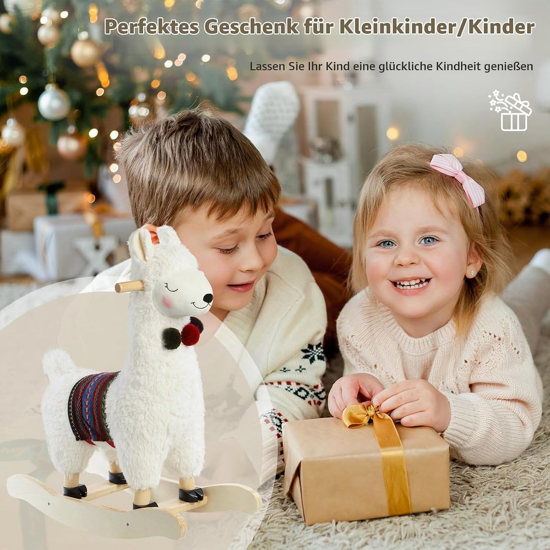 labebe Kinder Schaukelpferd Plüsch, Stofftier Schaukelstuhl Spielzeug, Alpaka Rocker