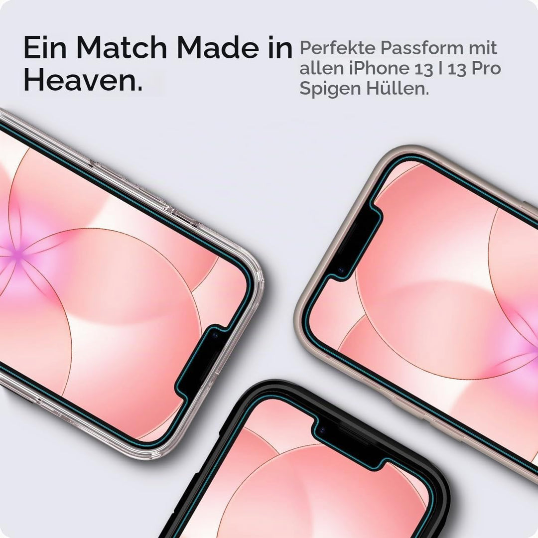 Spigen Glas.tR EZ Fit Sichtschutz Schutzfolie kompatibel mit iPhone 14, iPhone 13, iPhone 13 Pro, 2