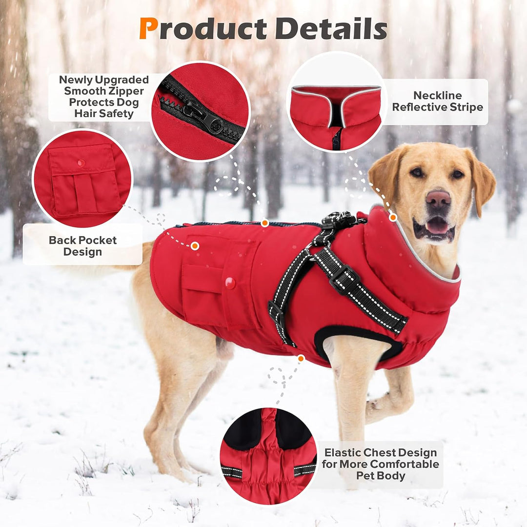 Woiil Hundejacke für mittelgrosse Hunde wasserdicht Hundemantel Winddicht Winterweste Reissverschlus