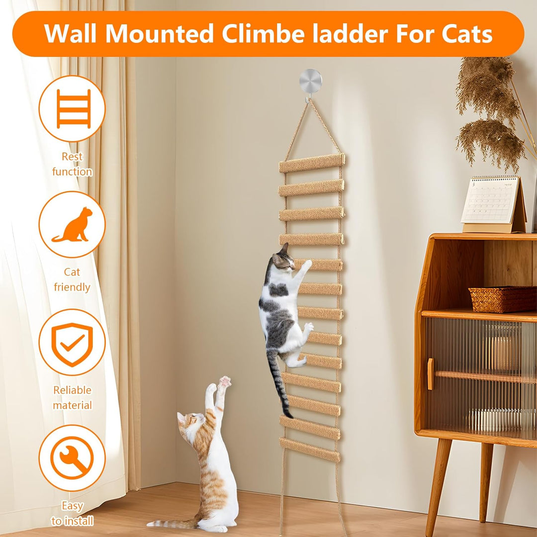 Katzenleiter, Katzenleiterbrücke für Wand Sisalseil Klettergerüst Kletterwand Katzen Aktivitätskratz