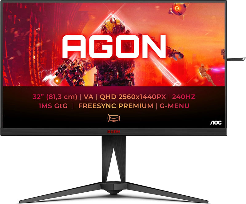 AOC AGON AG325QZN - 32 Zoll QHD Gaming Monitor, 0,5ms MPRT, 240 Hz, FreeSync Premium, HDR 400 (2560x