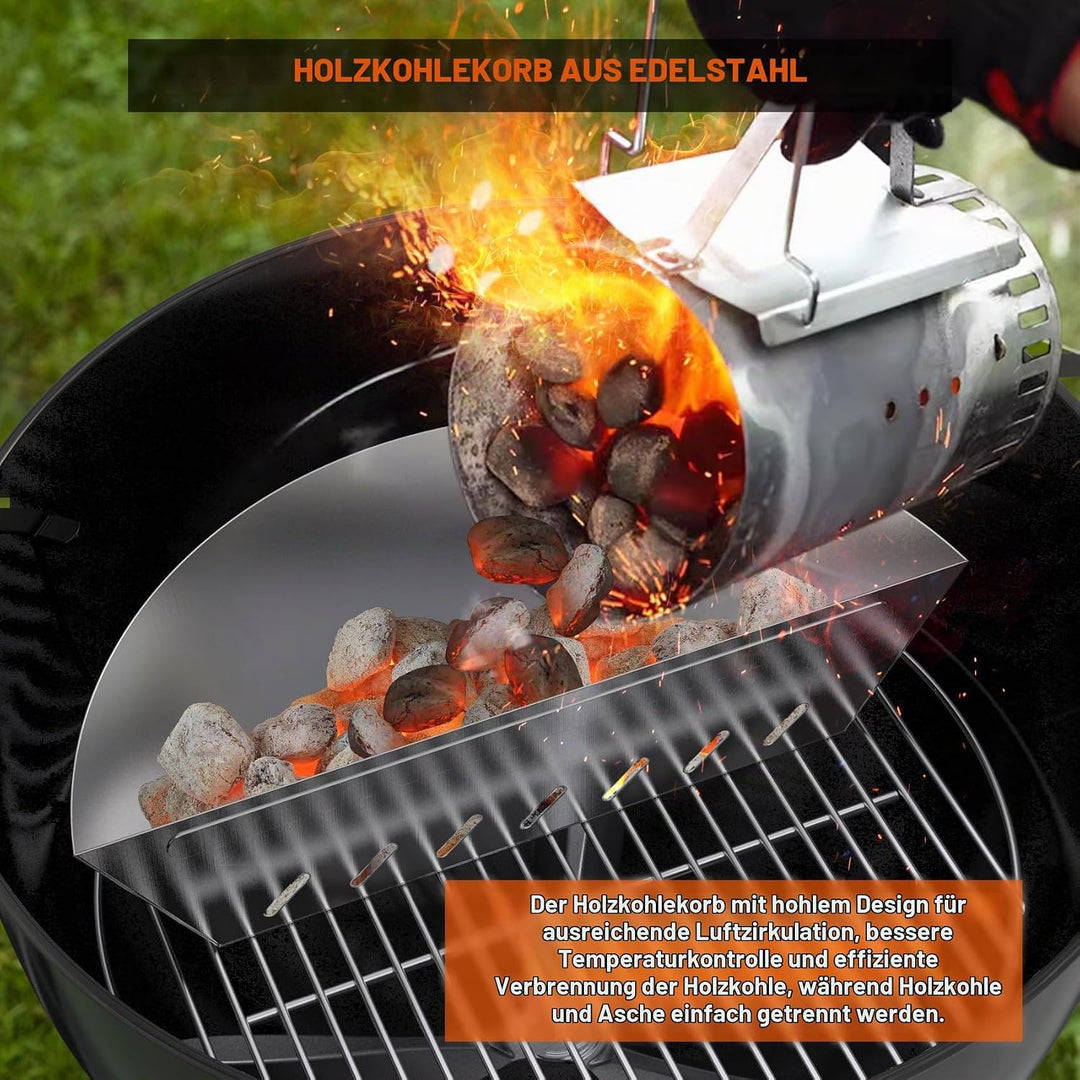 Edelstahl Kohlekorb für Weber 57cm Kugelgrill und Andere Ähnliche Holzkohlegrills, Charcoal Briquet