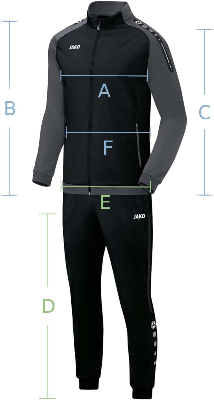JAKO Herren Champ Trainingsanzug Polyester M schwarz/anthrazit, M schwarz/anthrazit