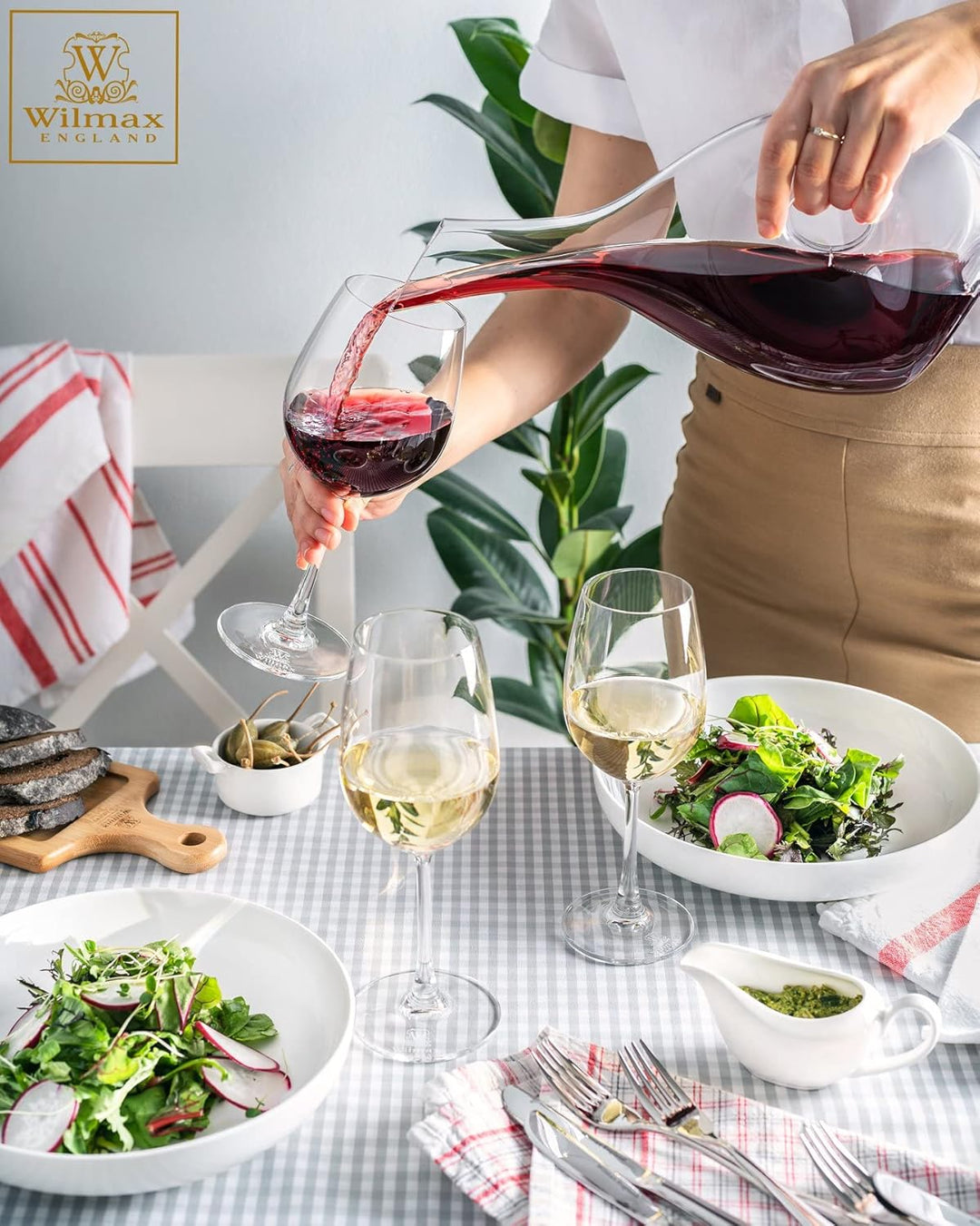 Wilmax Rotwein-Dekanter | 1000 ml | Wein-Karaffe aus Glas | Wein-dekantierer | Weinkaraffe | Dekanti