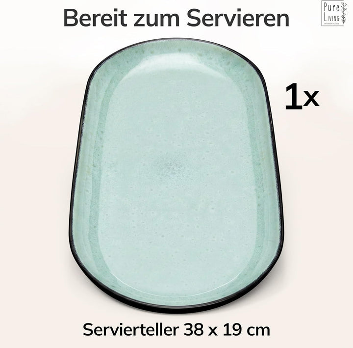 Steingut Servier Teller Gross Ibiza TESTSIEGER, Traumhafte Mediterrane Steingut Servierplatte, Servi