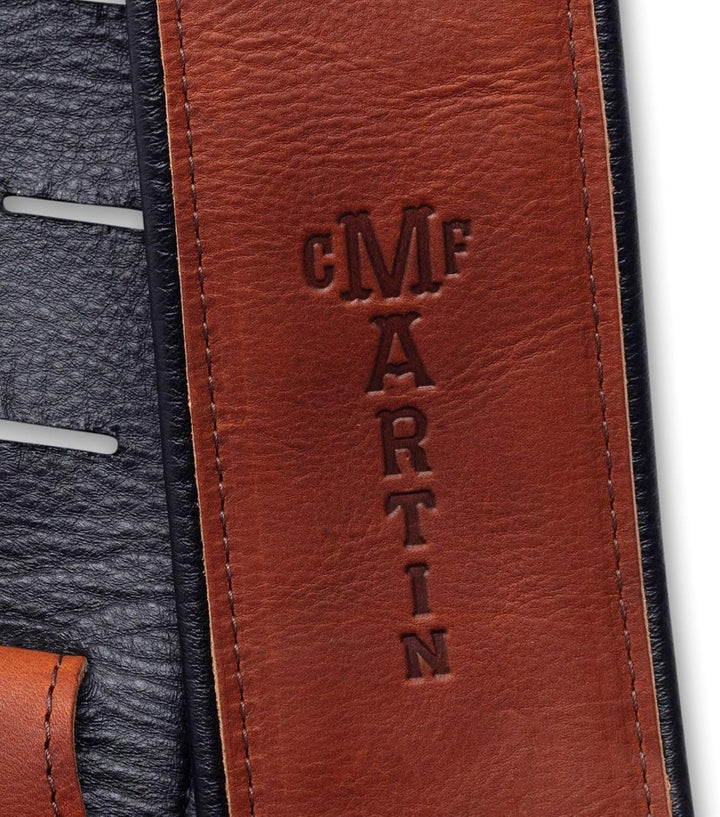 Martin 18A0028 Premium Gitarrengurt aus gerolltem Leder, 6,4 cm, Braun