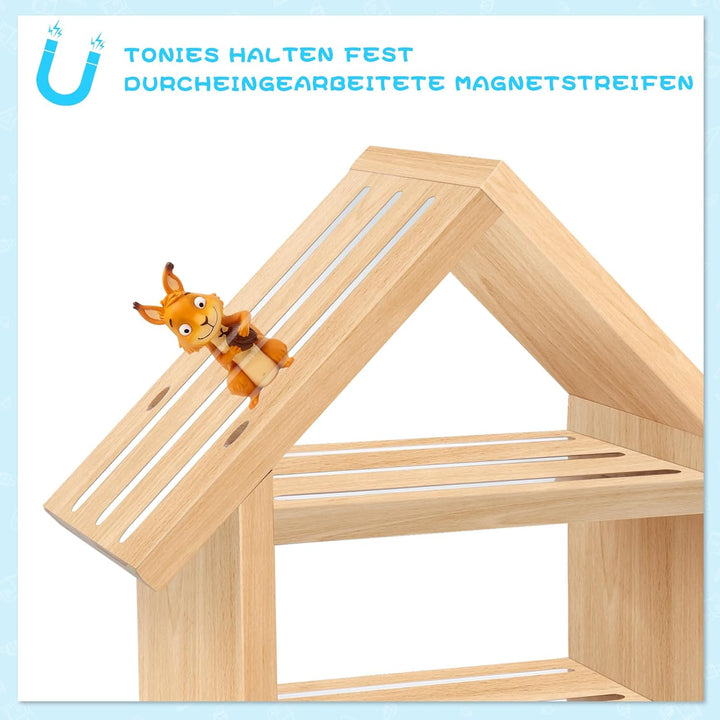 Tonie Regal Kinderzimmer Hausform für bis zu 85 Tonie| Magnetisches Toniebox Regal für Tonie Box und