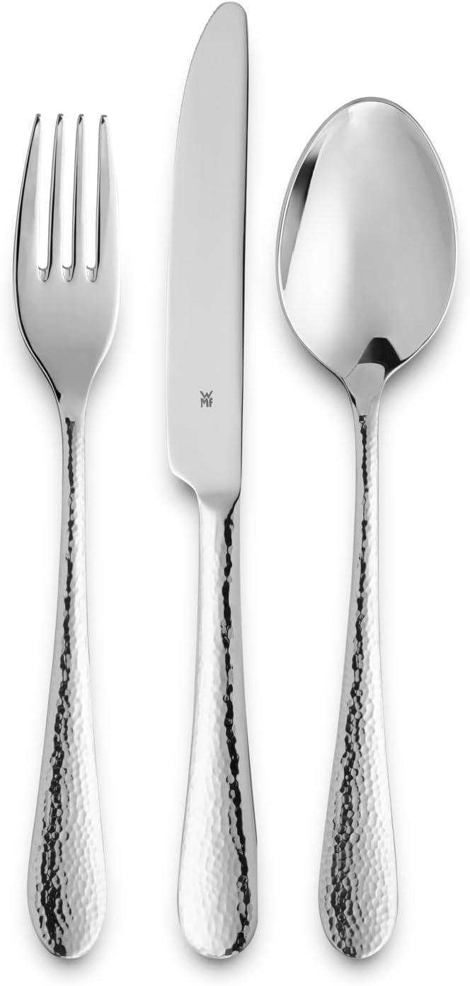 WMF Sitello Besteck Set 6 Personen, Cromargan, Essbesteck Set 30 teilig, Monobloc-Messer, Cromargan