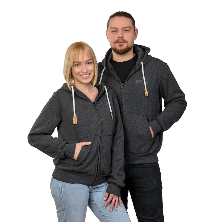 Mount Swiss Herren Damen Sweatjacke Kapuzenjacke Hoodie Leon, Langarm mit Kapuze und Reissverschluss
