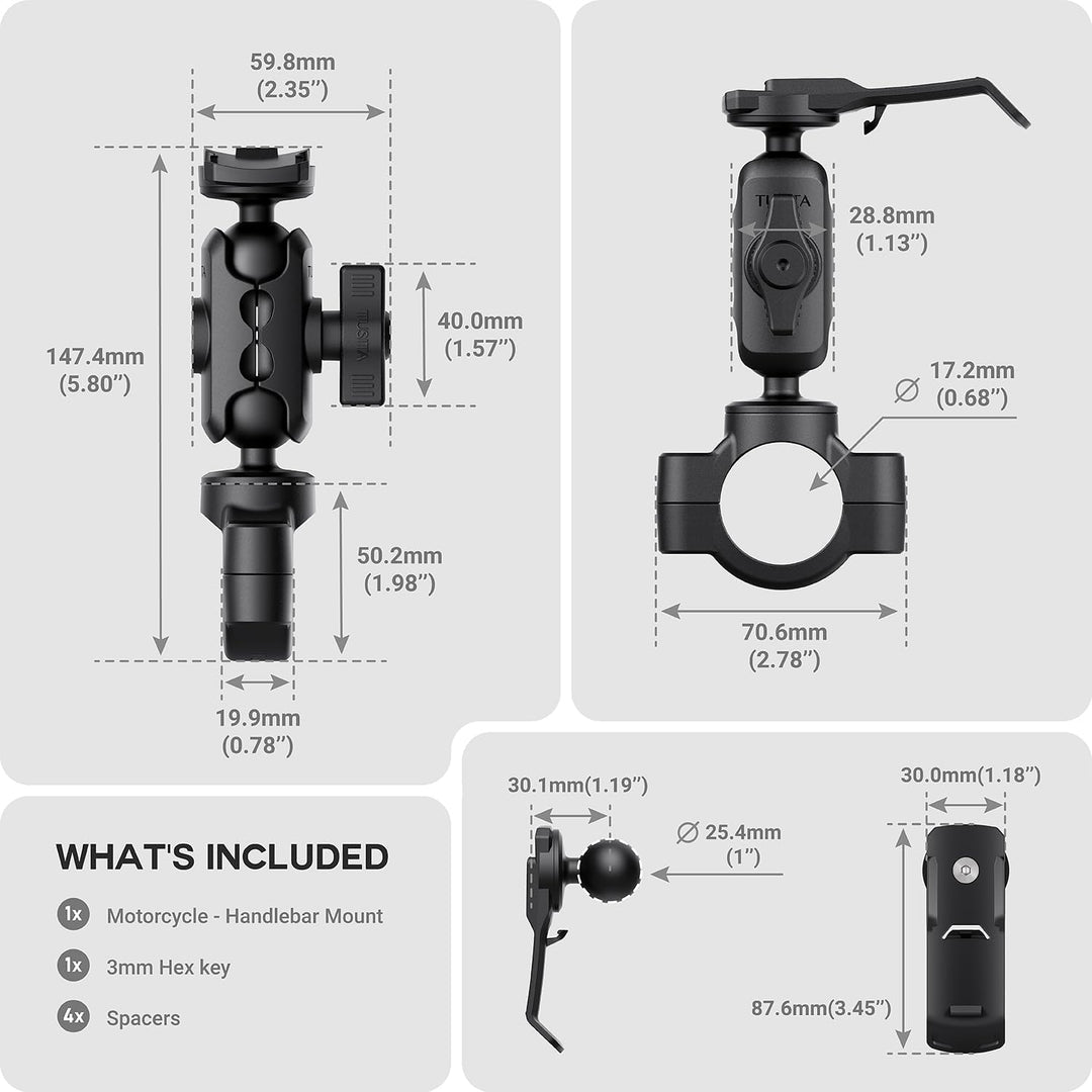TUSITA Motorrad Halterung Doppelte Steckdose Arm Lenkerbasis Kompatibel mit Garmin Handheld GPS Shor