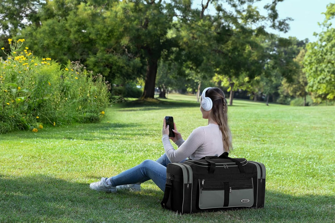 Sporttasche, Reisetasche und Fitnesstasche für Damen und Herren- Tainingstasche, Gym Bag (Grau, L 65