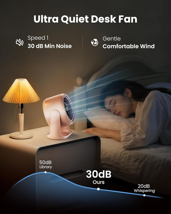 gaiatop Schreibtischventilator mit Touch-Steuerung, 4000 mAh Akku, 5 Geschwindigkeiten Ultra-leise m