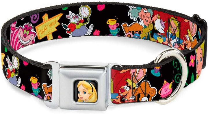 Buckle-Down Seatbelt Buckle Dog Collar - Alice's Encounters in Wonderland - 1" Wide - Fits 9-15" Nec