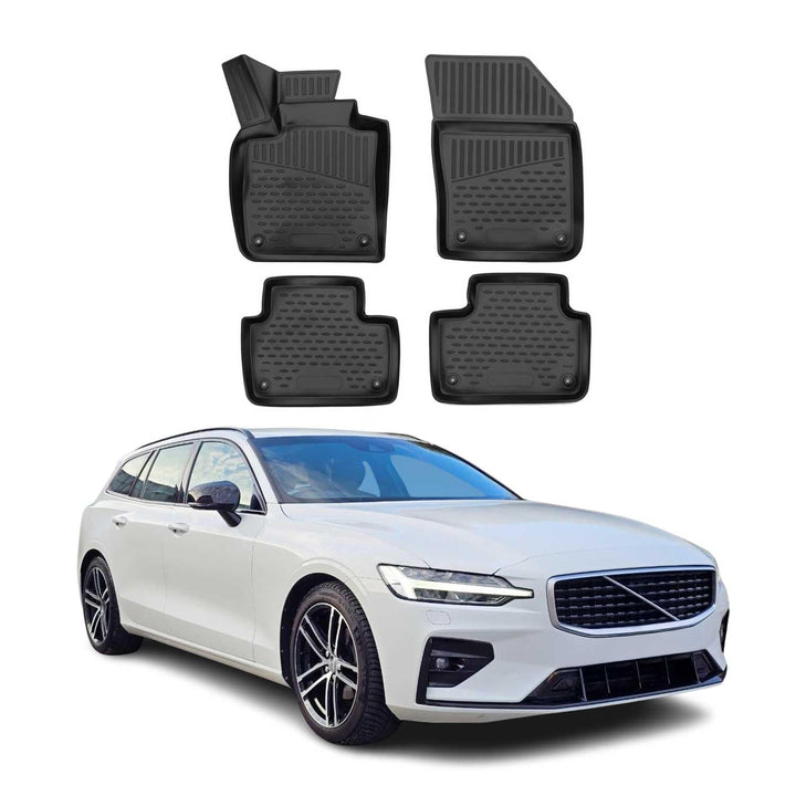 OMAC Gummimatten Fussmatten kompatibel mit Volvo V60 S60 2018-2024 TPE Automatten Schwarz 4X Fussmat
