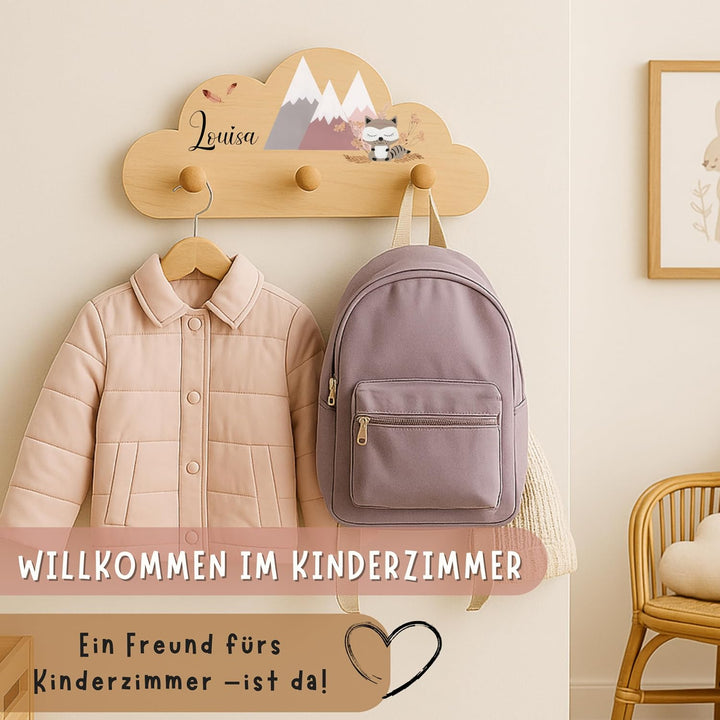 EmiliaLotte Kindergarderobe Personalisiert mit Wunschname I Garderobe Kinder aus Holz - Verschiedene