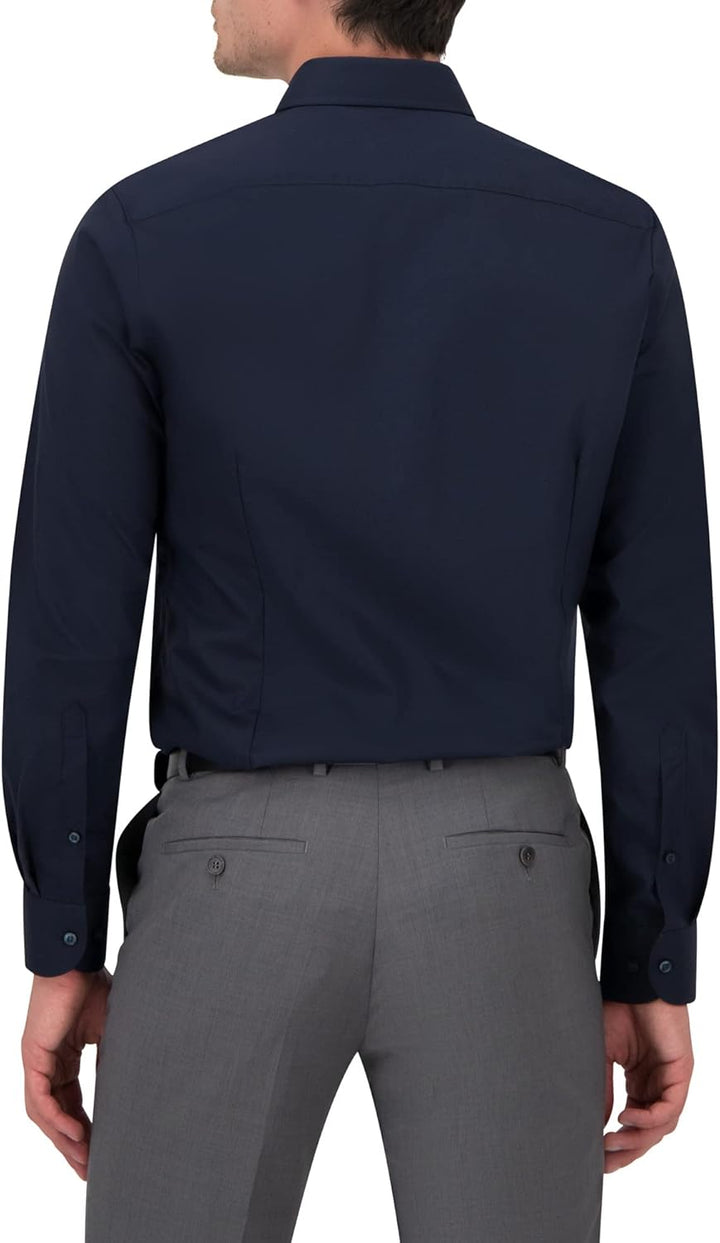 OLYMP Herren Businesshemd Langarm Level Five,Einfarbig,Body fit,Royal Kent 39 Marine 18, 39 Marine 1