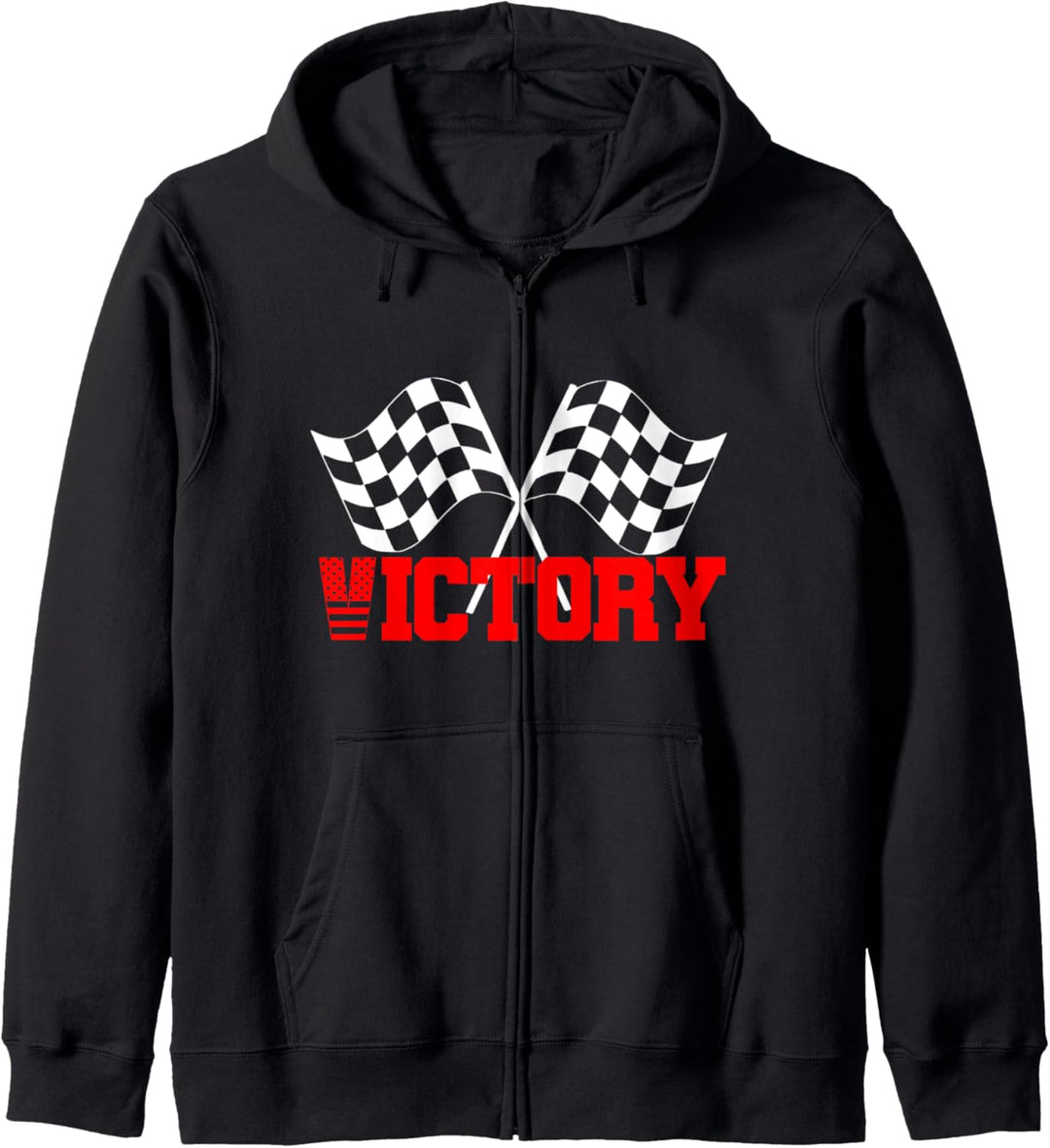 VICTORY Sport-Rennflagge, rot-kariert, schwarz-weiss Kapuzenjacke