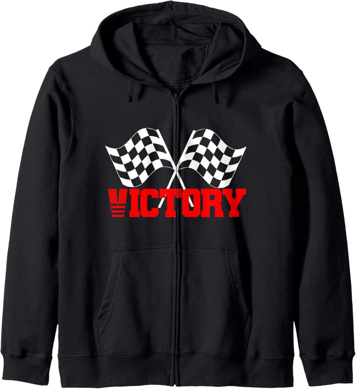 VICTORY Sport-Rennflagge, rot-kariert, schwarz-weiss Kapuzenjacke