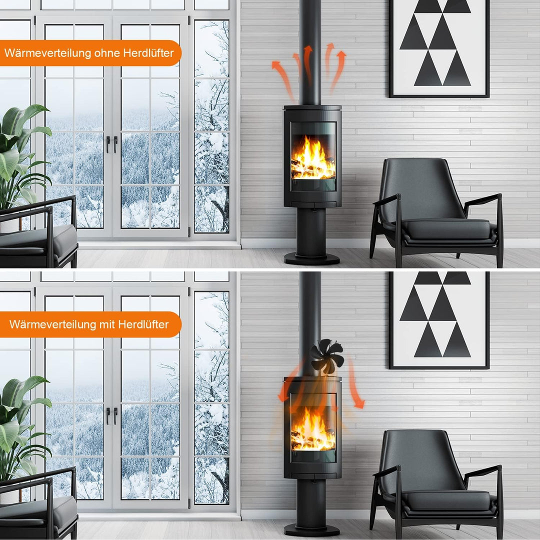 Yakimz 6 Blättern Kaminventilator Ofenventilator Ohne Strom hitzebetrieben Umweltfreundlich Friendly