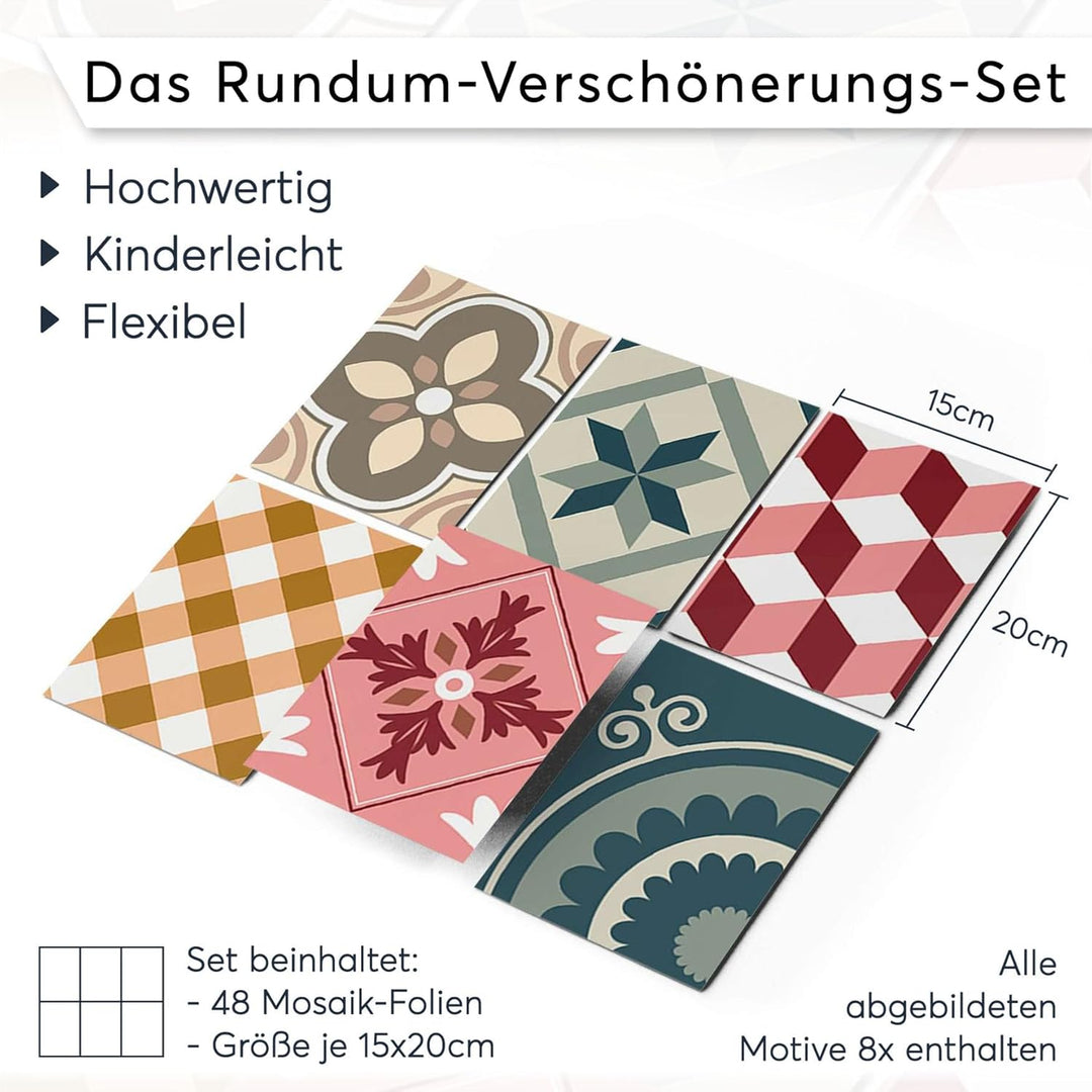 CREATISTO Mosaik Klebefliesen Stickerfliesen Fliesenfolie - Selbstklebende Fliesen Folie I Stickerfl