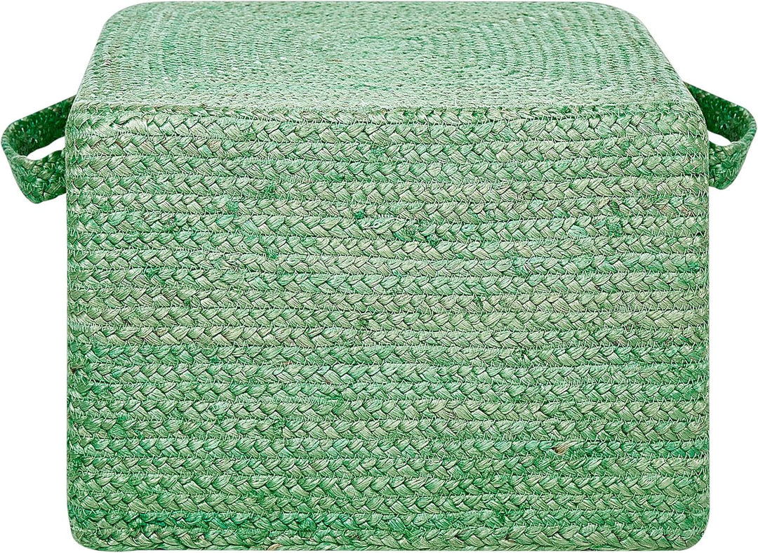 Pouf aus Jute grün 45x45x30 cm Sitzhocker im Boho Stil Dhadar