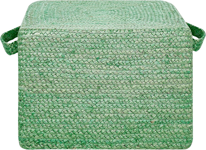 Pouf aus Jute grün 45x45x30 cm Sitzhocker im Boho Stil Dhadar