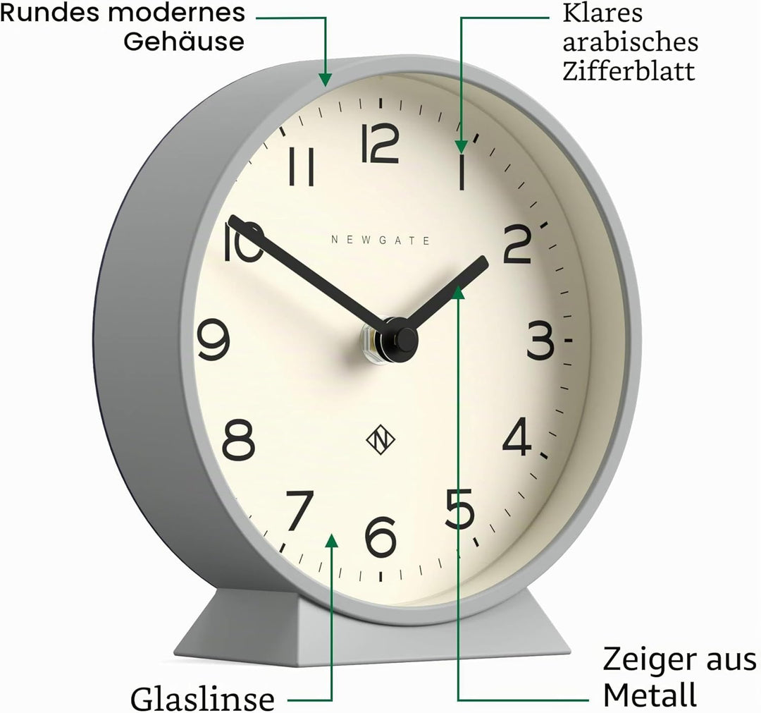 NEWGATE® M Mantel - Silent Sweep Kaminuhr - 'No Tick' - Moderne Kaminuhr - Kleine Uhr - Wohnzimmeruh