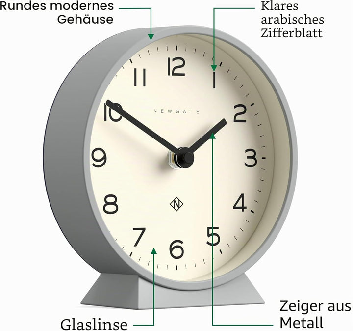 NEWGATE® M Mantel - Silent Sweep Kaminuhr - 'No Tick' - Moderne Kaminuhr - Kleine Uhr - Wohnzimmeruh