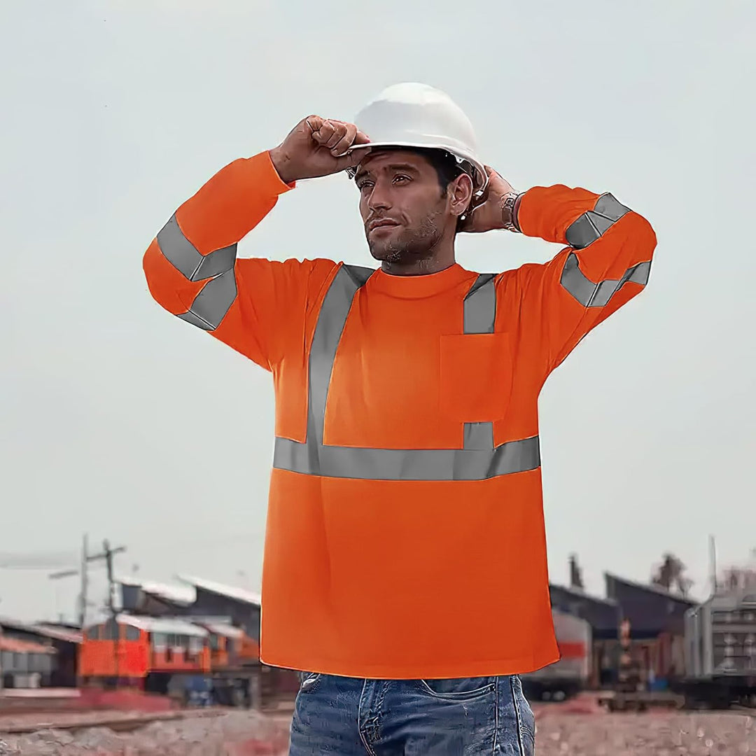 6er-Pack reflektierende Sicherheitsshirts, langärmlig, atmungsaktiv, hochsichtbare reflektierende T-