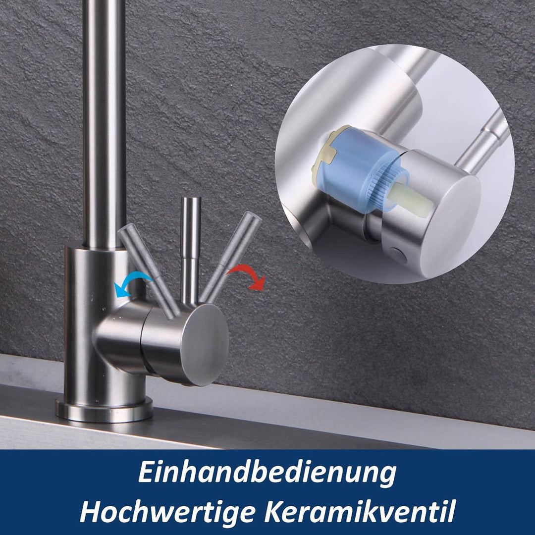 Niederdruck Küchenarmatur, 360° Schwenkbar Küchenarmatur, Leicht Zerlegbar und Reinigen, Spültischar