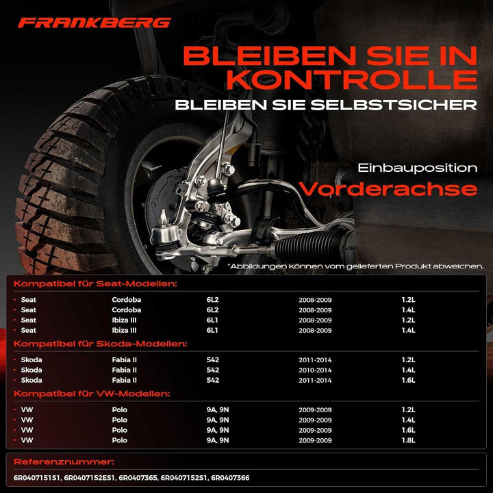 Frankberg 2x Querlenker + 2x Traggelenk Vorne Links Rechts Unten Kompatibel mit Cordoba 6L2 2002-200