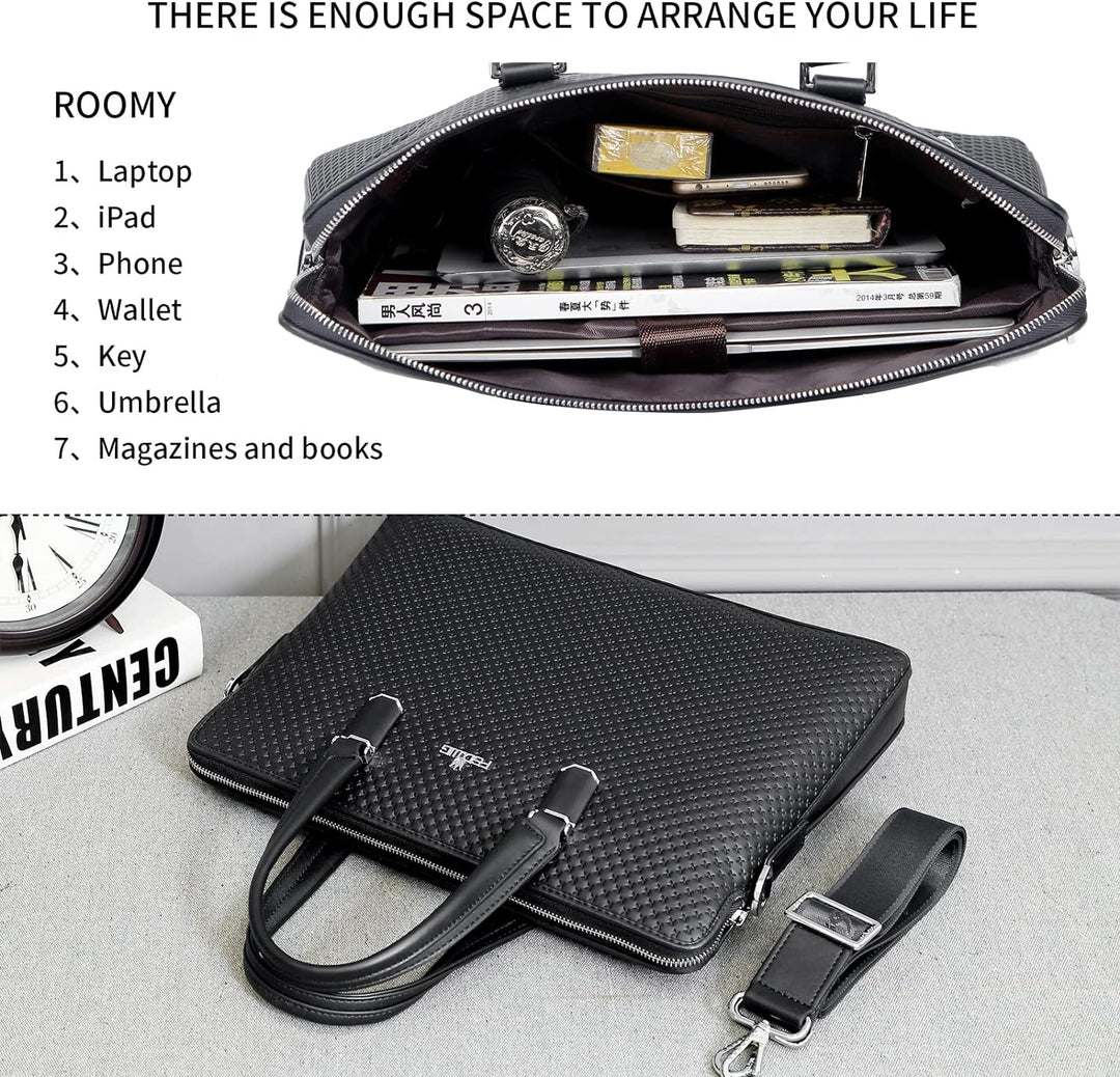 FSD.WG Herren Business Tasche,Wasserdichte Leder Aktentasche,Schulter Laptop Business Tasche für Bus